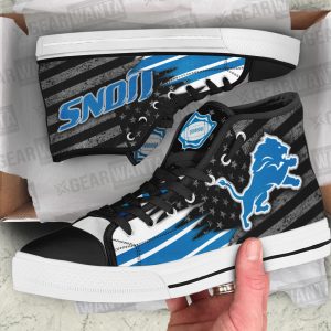 Detroit Lions High Top Shoes Custom American Flag Sneakers
