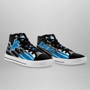 Detroit Lions High Top Shoes Custom American Flag Sneakers