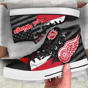 Detroit Red Wings High Top Shoes Custom American Flag Sneakers