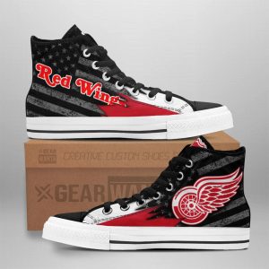 Detroit Red Wings High Top Shoes Custom American Flag Sneakers