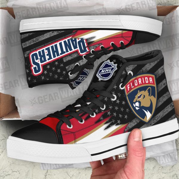 Florida Panthers High Top Shoes Custom American Flag Sneakers