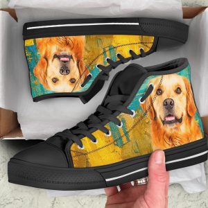 Golden Retriever Dog Sneakers Colorful High Top Shoes