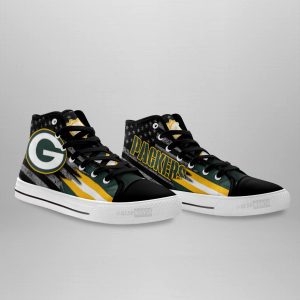 Green Bay Packers High Top Shoes Custom American Flag Sneakers