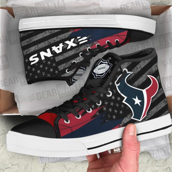 Houston Texans High Top Shoes Custom American Flag Sneakers