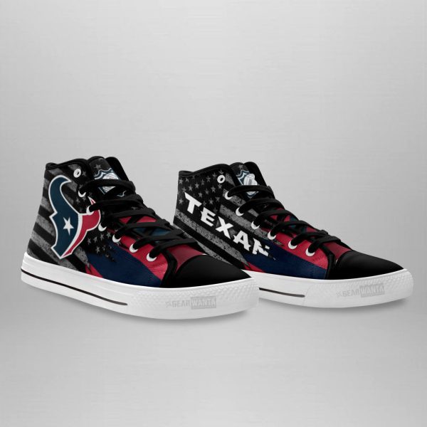 Houston Texans High Top Shoes Custom American Flag Sneakers