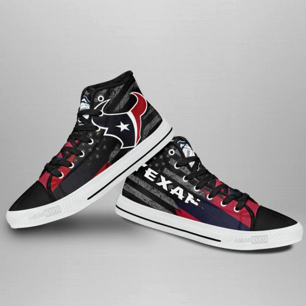 Houston Texans High Top Shoes Custom American Flag Sneakers