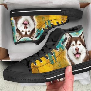 Husky Dog Sneakers Colorful High Top Shoes