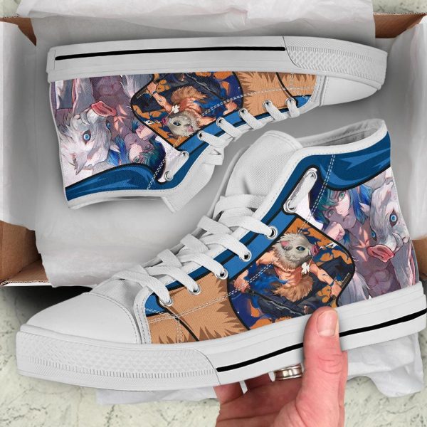 Inosuke Sneakers Demon Slayer High Top Shoes Anime Fan Mn19