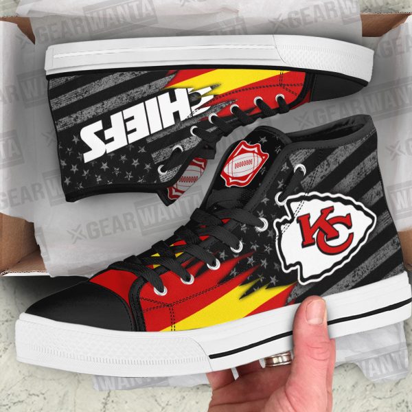 Kansas City Chiefs High Top Shoes Custom American Flag Sneakers