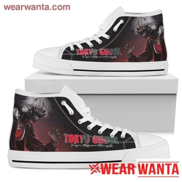 Ken Kanaki Sneakers Tokyo Ghoul High Top Shoes Anime Custom Idea Nh10