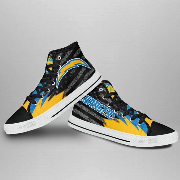 Los Angeles Chargers High Top Shoes Custom American Flag Sneakers