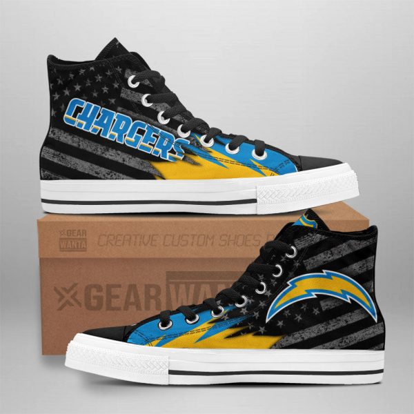 Los Angeles Chargers High Top Shoes Custom American Flag Sneakers