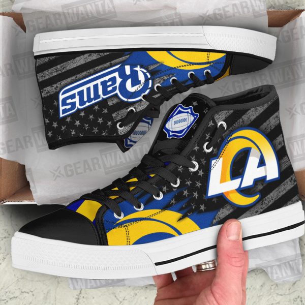 Los Angeles Rams High Top Shoes Custom American Flag Sneakers