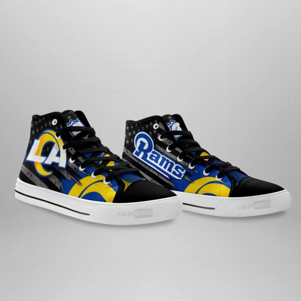 Los Angeles Rams High Top Shoes Custom American Flag Sneakers