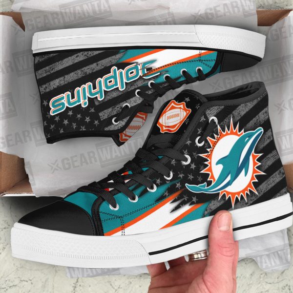 Miami Dolphins High Top Shoes Custom American Flag Sneakers