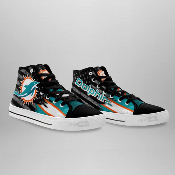 Miami Dolphins High Top Shoes Custom American Flag Sneakers