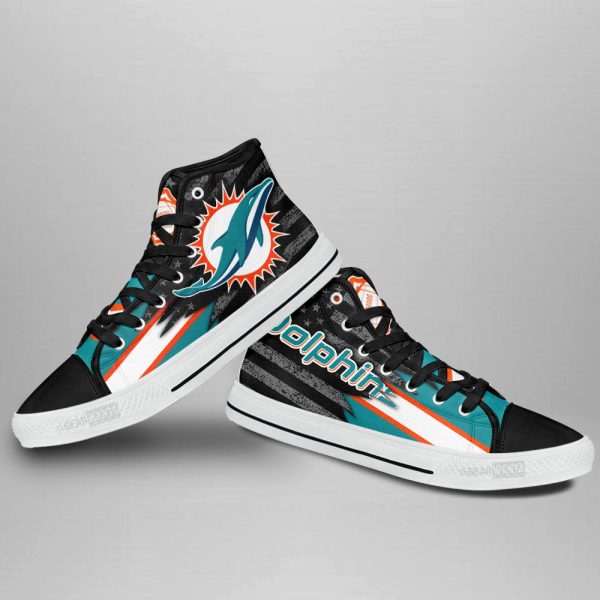 Miami Dolphins High Top Shoes Custom American Flag Sneakers