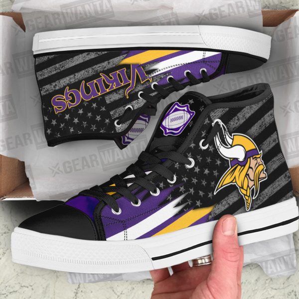 Minnesota Vikings High Top Shoes Custom American Flag Sneakers