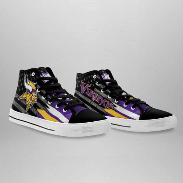 Minnesota Vikings High Top Shoes Custom American Flag Sneakers