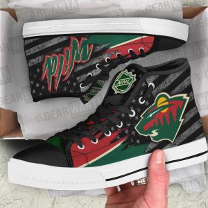 Minnesota Wild High Top Shoes Custom American Flag Sneakers