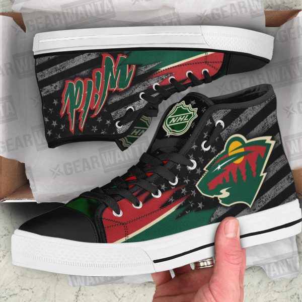 Minnesota Wild High Top Shoes Custom American Flag Sneakers