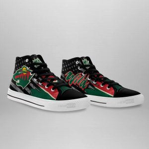 Minnesota Wild High Top Shoes Custom American Flag Sneakers