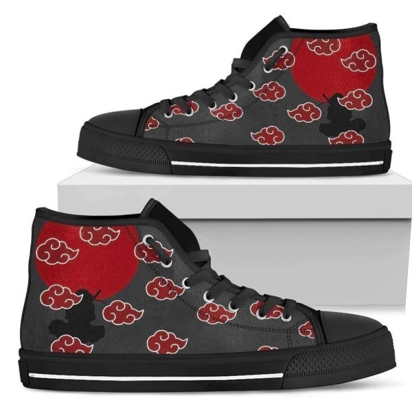 Naruto Akatsuki Symbol High Top Shoes For Anime Fan Nh10