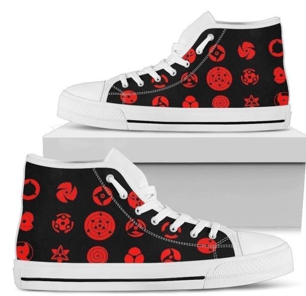 Naruto Eye Sharingan Symbols Anime High Top Sneakers Custom Idea Nh10