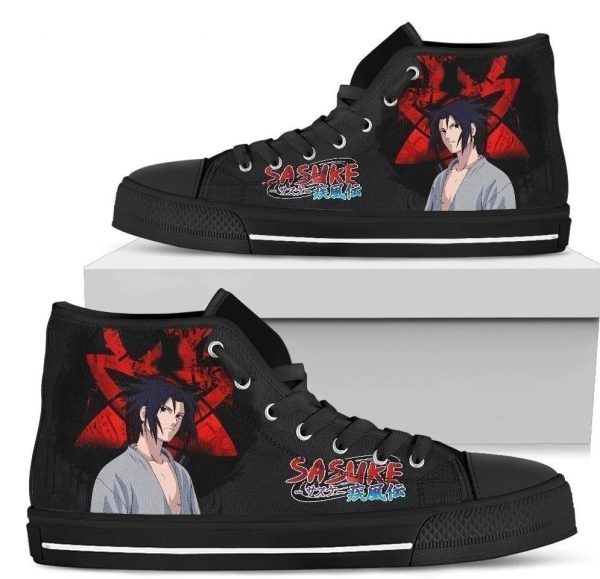 Naruto Sasuke High Top Shoes For Anime Fan Nh10