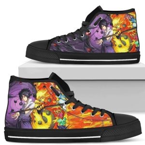 Naruto Sasuke Sneakers High Top Anime Custom NH09