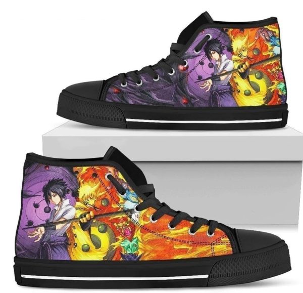 Naruto Sasuke Sneakers High Top Anime Custom Nh09