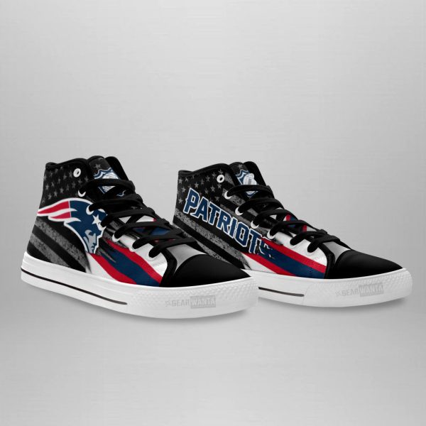 New England Patriots High Top Shoes Custom American Flag Sneakers