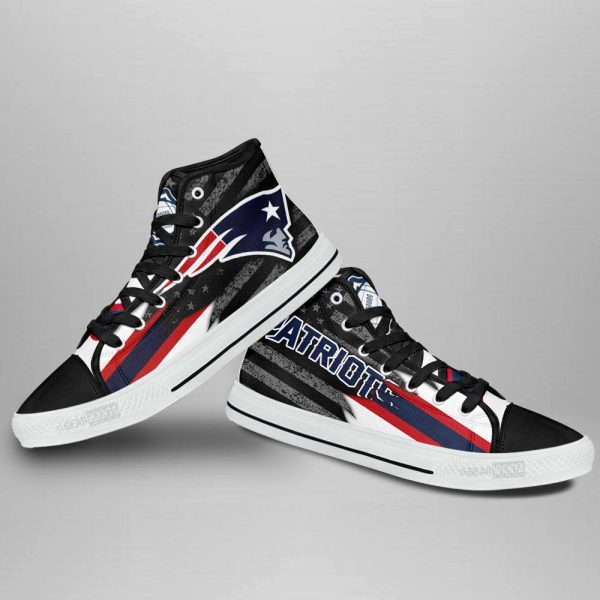 New England Patriots High Top Shoes Custom American Flag Sneakers