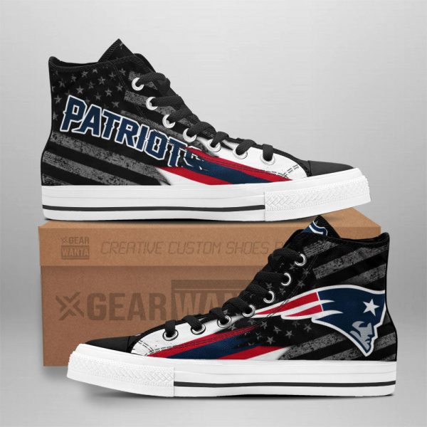 New England Patriots High Top Shoes Custom American Flag Sneakers