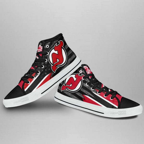 New Jersey Devils High Top Shoes Custom American Flag Sneakers