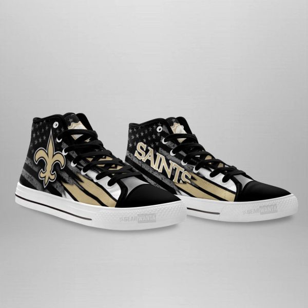 New Orleans Saints High Top Shoes Custom American Flag Sneakers