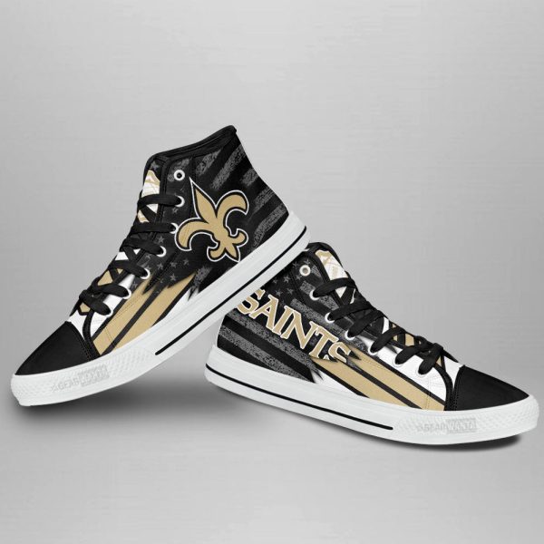 New Orleans Saints High Top Shoes Custom American Flag Sneakers