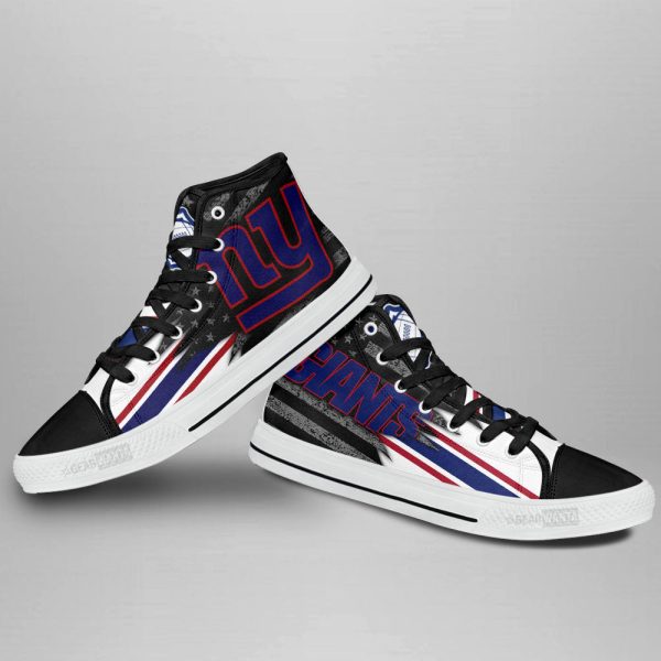 New York Giants High Top Shoes Custom American Flag Sneakers