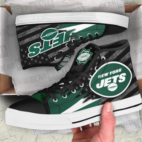 New York Jets High Top Shoes Custom American Flag Sneakers