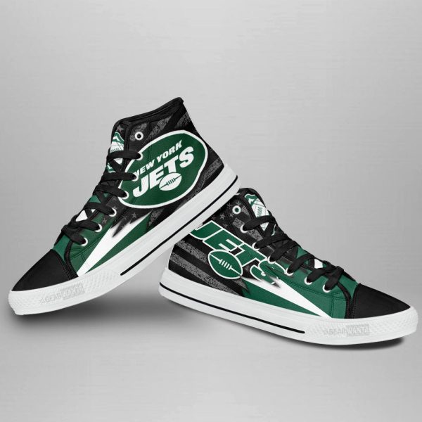 New York Jets High Top Shoes Custom American Flag Sneakers