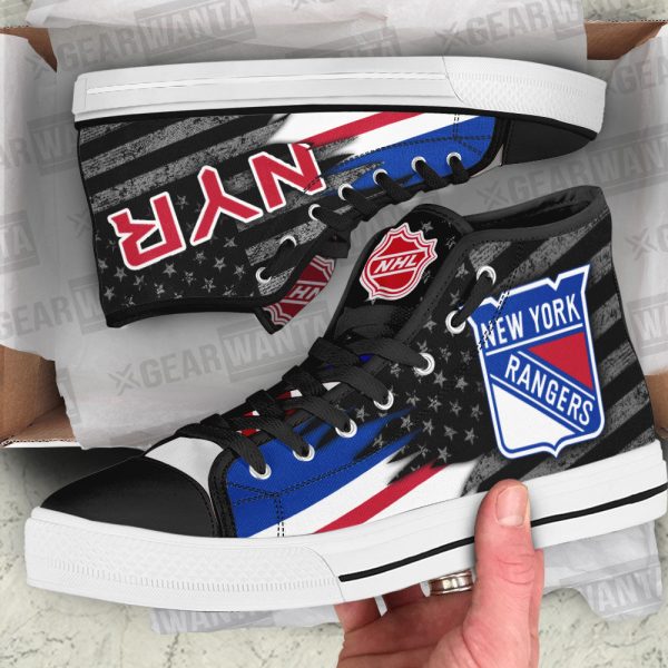 New York Rangers High Top Shoes Custom American Flag Sneakers