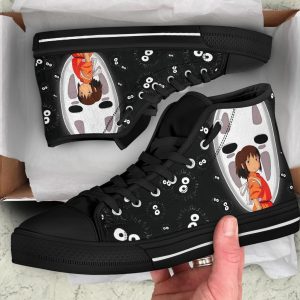 No-Face And Chihiro Sneakers Ghibli High Top Shoes Custom Pt20