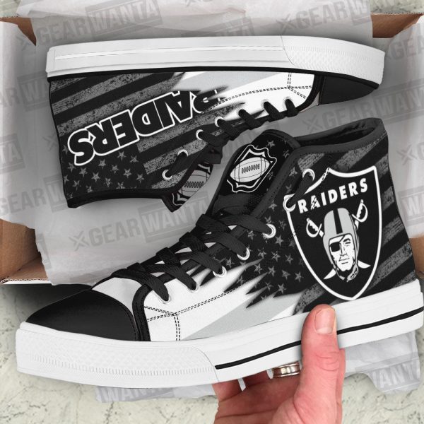 Oakland Raiders High Top Shoes Custom American Flag Sneakers