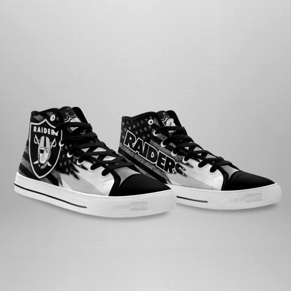 Oakland Raiders High Top Shoes Custom American Flag Sneakers