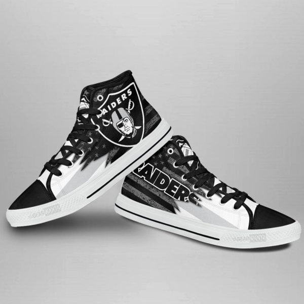 Oakland Raiders High Top Shoes Custom American Flag Sneakers