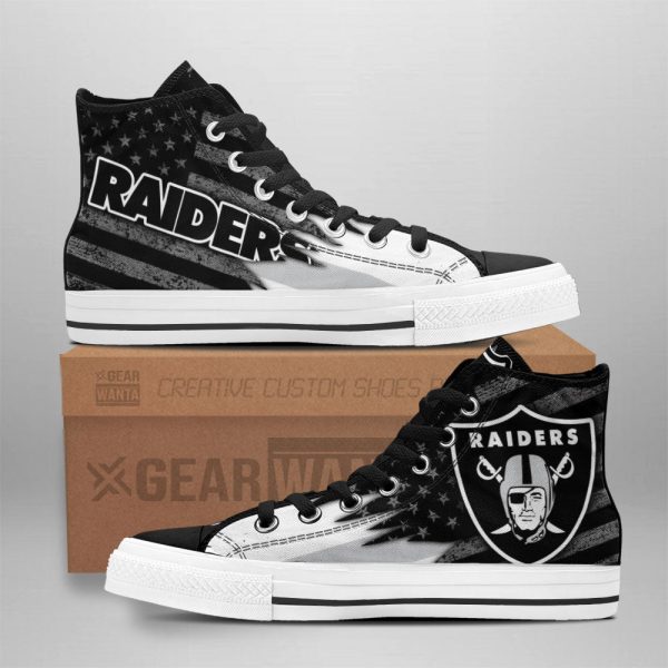 Oakland Raiders High Top Shoes Custom American Flag Sneakers