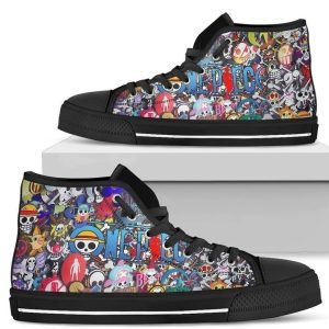 One Piece Symbol High Top Sneakers Fan Anime Gift Idea NH09