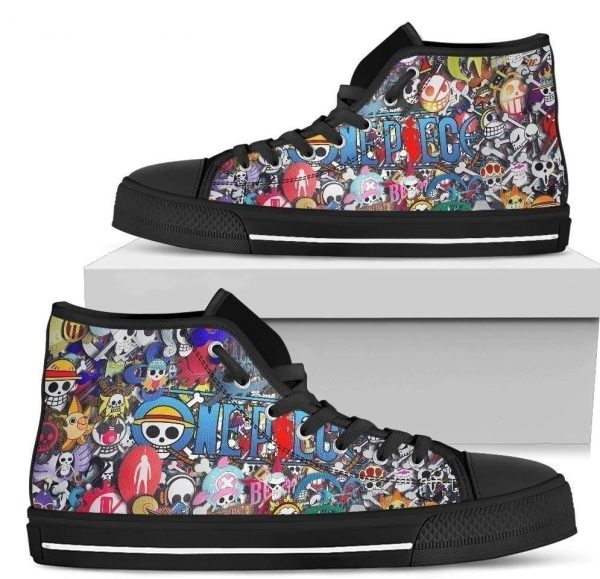 One Piece Symbol High Top Sneakers Fan Anime Gift Idea Nh09