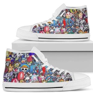 One Piece Symbol Sneakers High Top Fan Anime Gift NH09