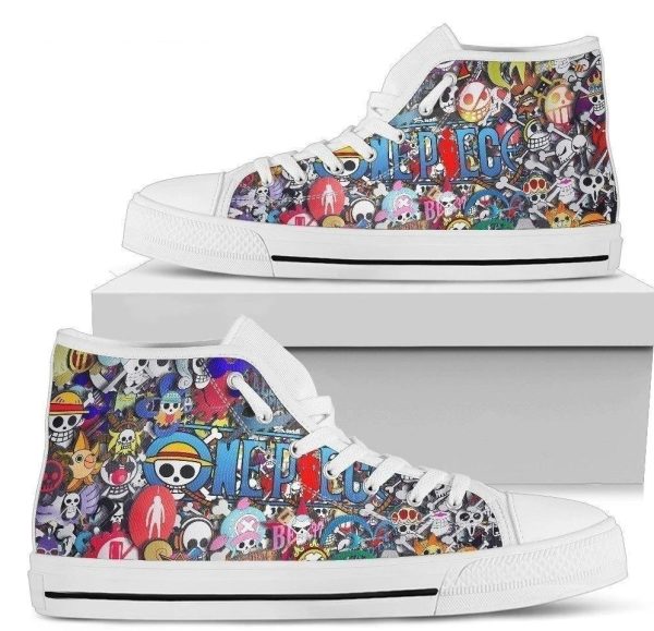One Piece Symbol Sneakers High Top Fan Anime Gift Nh09